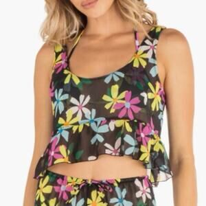 Hurley Daisy Pop Flounce Tank in Pink Punch